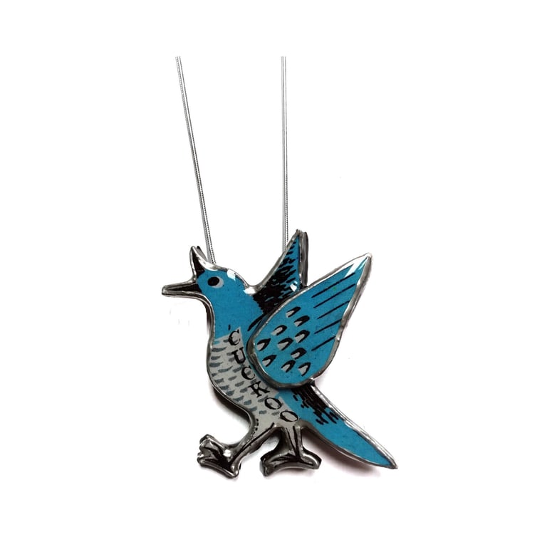 Blue quirky Cuckoo layered Resin Necklace by EllyMental