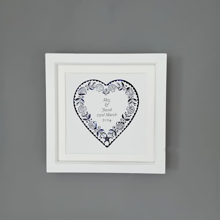 Personalised Wedding Gift Anniversary Print Gift, coastal themed heart