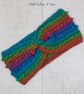 Ladies crochet rainbow twist ear warmer. Crochet ear warmer. Rainbow headband. - Image 1