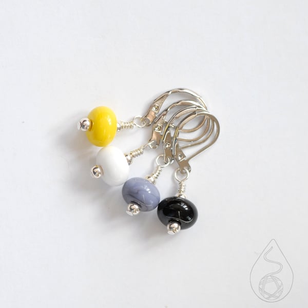 Lampwork Stitch Markers - Non-binary Pride