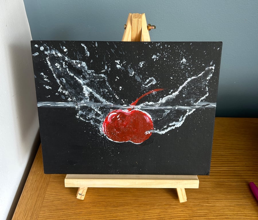 Original painting of Cherry splash in water 8x10" 
