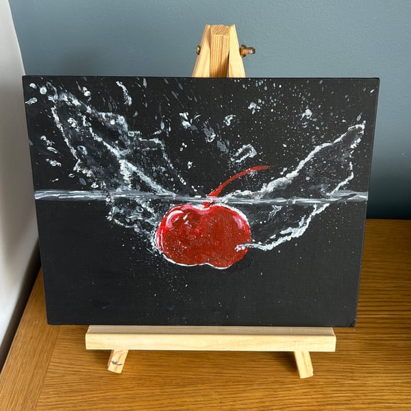 Original painting of Cherry splash in water 8x10" 