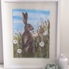 Meadow Hare, embroidered picture
