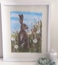 Meadow Hare, embroidered picture