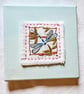 Hand Embroidered Dragonfly Textile Art, Blue Canvas Nature Wall Decor unframed