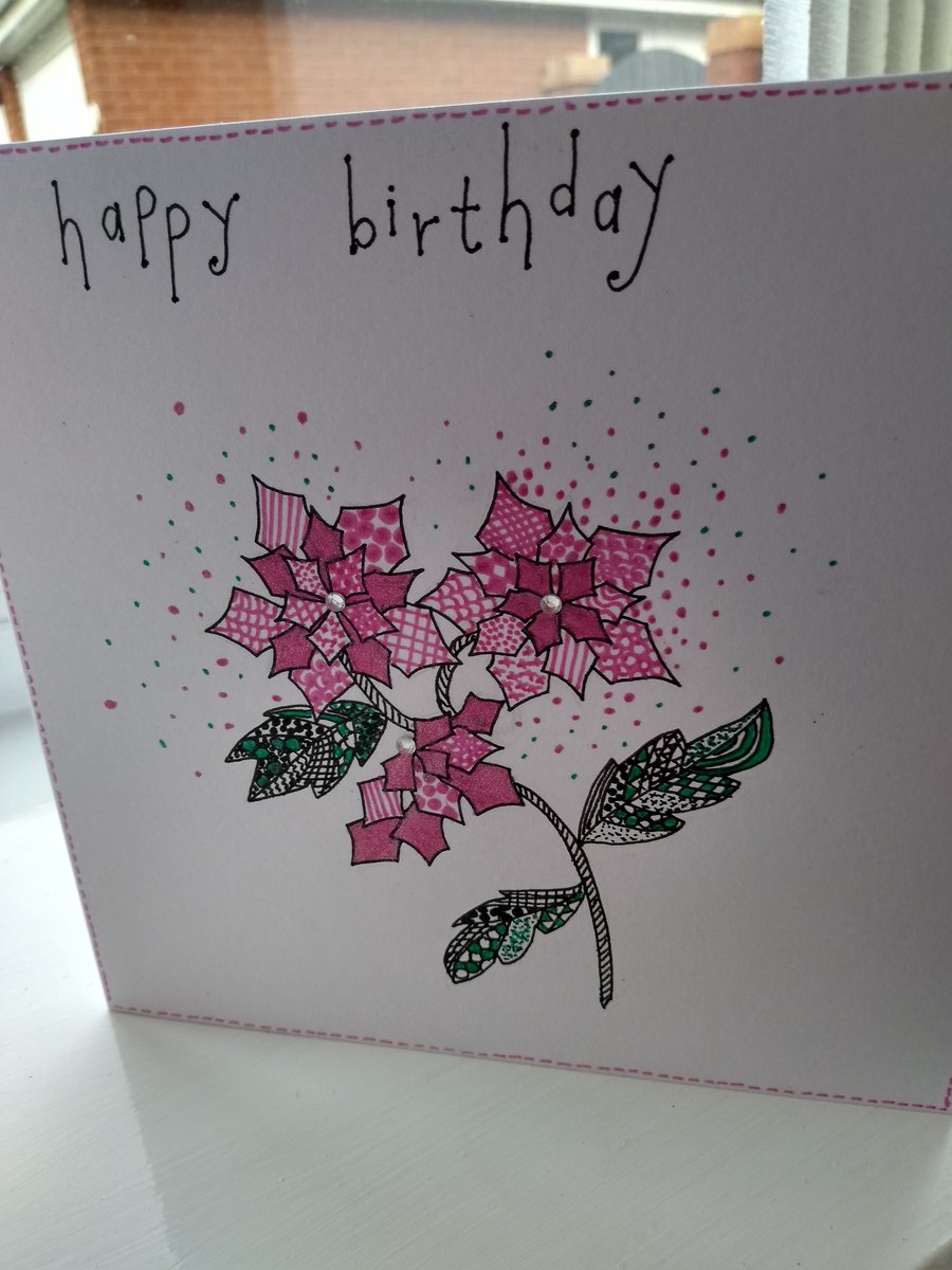 Poinsettia winter birthday card
