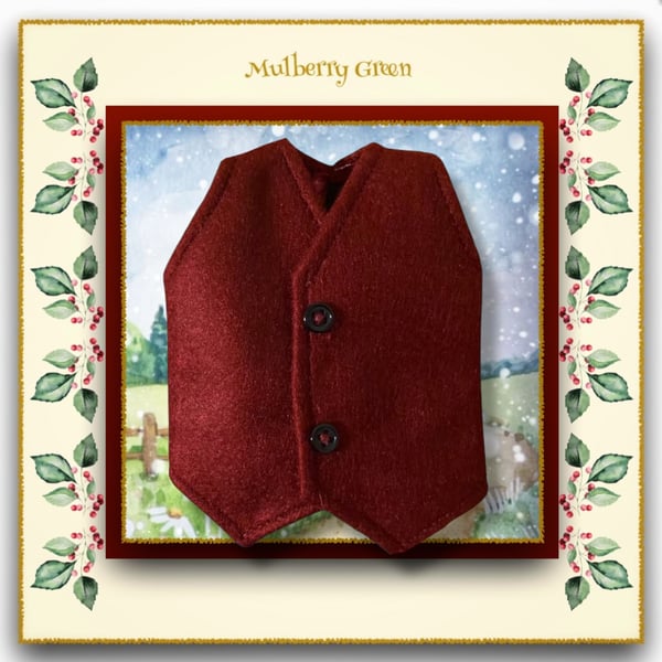 Burgundy Tailored Felt Waistcoat 