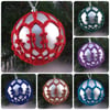 Christmas baubles boxed set of 6 large decorated with crochet lace (A36)