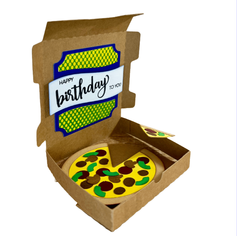 3D Pizza Pop Up Box Birthday Card, Gift for Food Lovers, Dad's Birthday Card