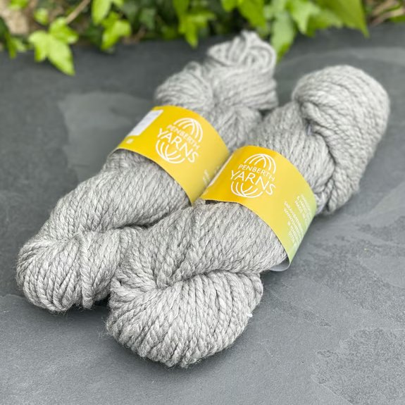 Handspun Merino and Tussah Silk Chunky Yarn in Natural Grey and White