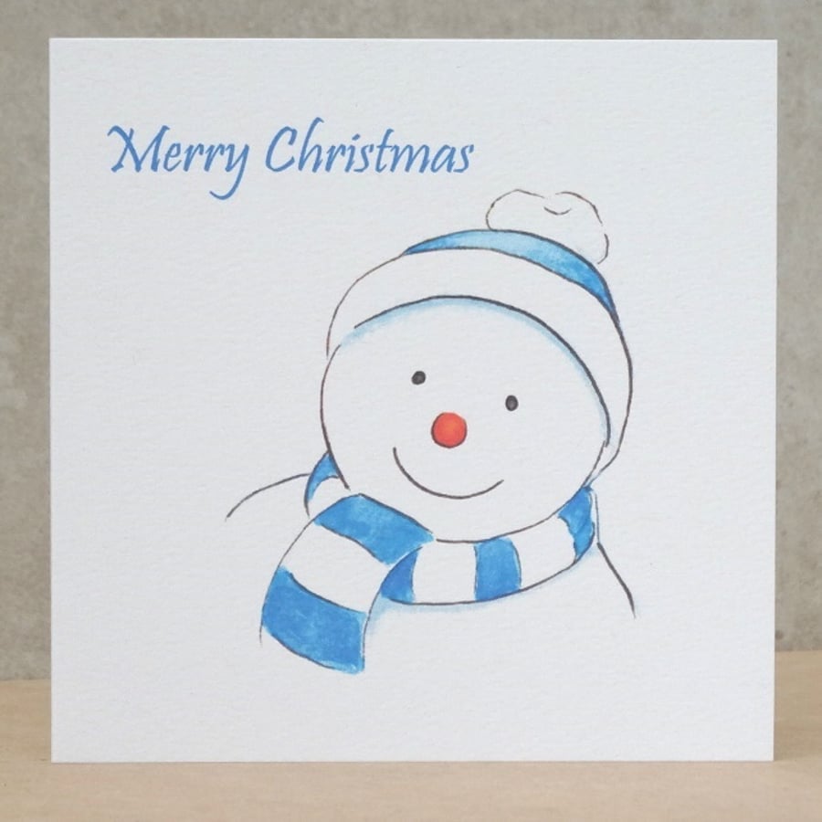 Christmas Card Snowman Bobble Hat Eco Friendly