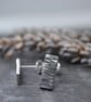 Silver bark textured earrings - Image 2