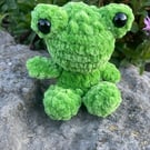 Handmade Crochet Frog Plushie: Soft Chenille Yarn