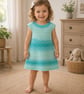 Handmade Crochet Dress – Blue Ombre, Age 2 Years