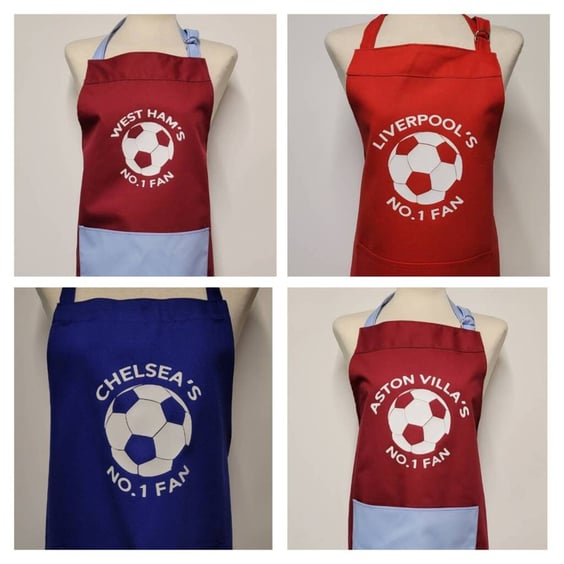 Large Personalised Apron. No 1 fan - all football teams available 