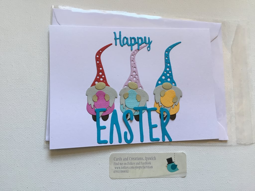 Easter card. Easter gnomes. Gonks. Easter. Ref 318