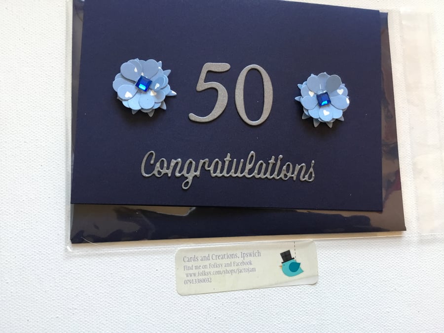 50th Birthday card. Golden wedding anniversary card. Congratulations card. 211