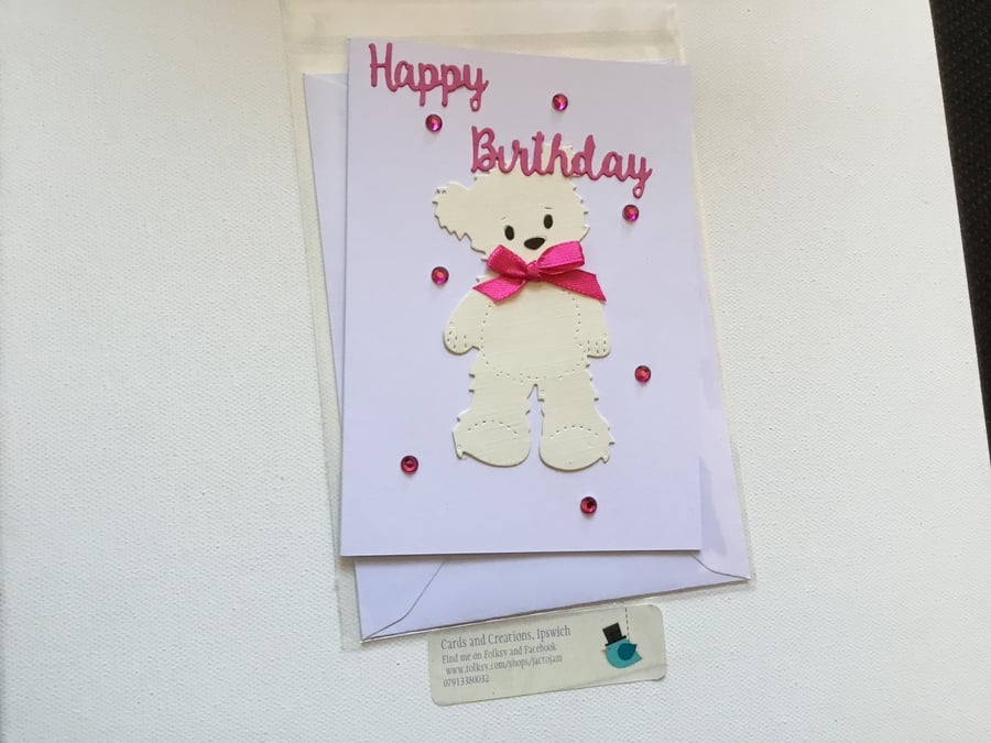 Birthday card. Teddy bear card. Card for birthday  Ref 016