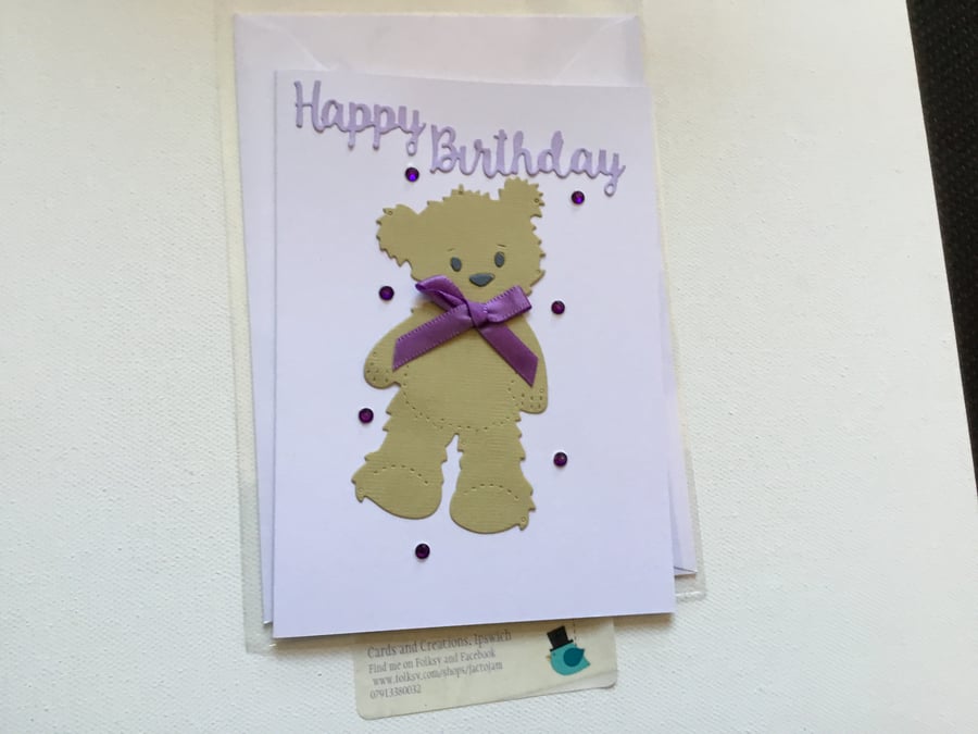 Birthday card. Cute teddy bear card. Card for birthday. CC351