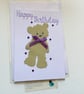Birthday card. Cute teddy bear card.  Ref 015.  - Image 1