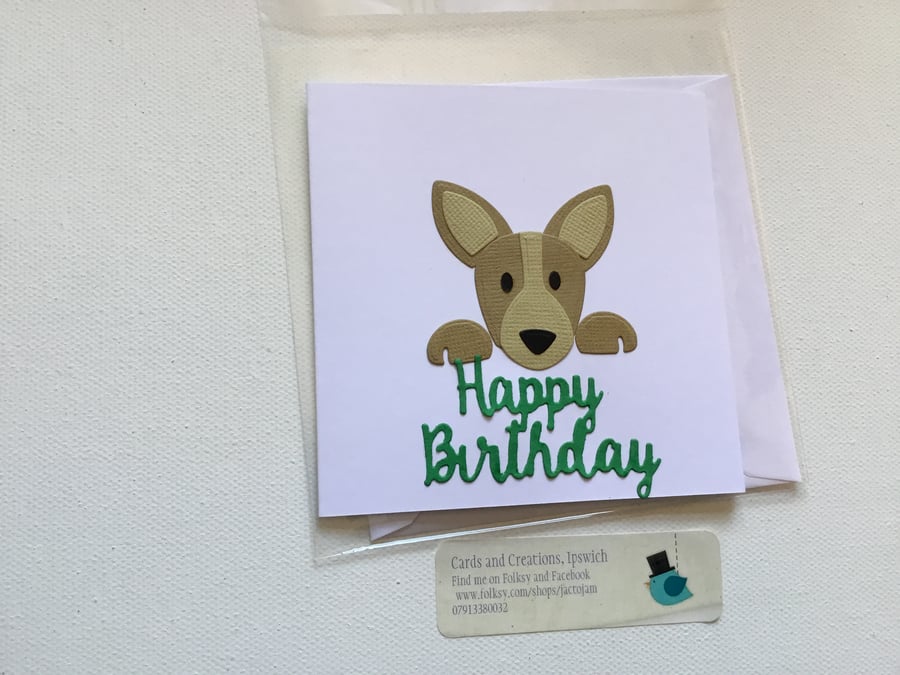Birthday card. A small dog B8rthday card. Handmade card.  Dog. CC380. 
