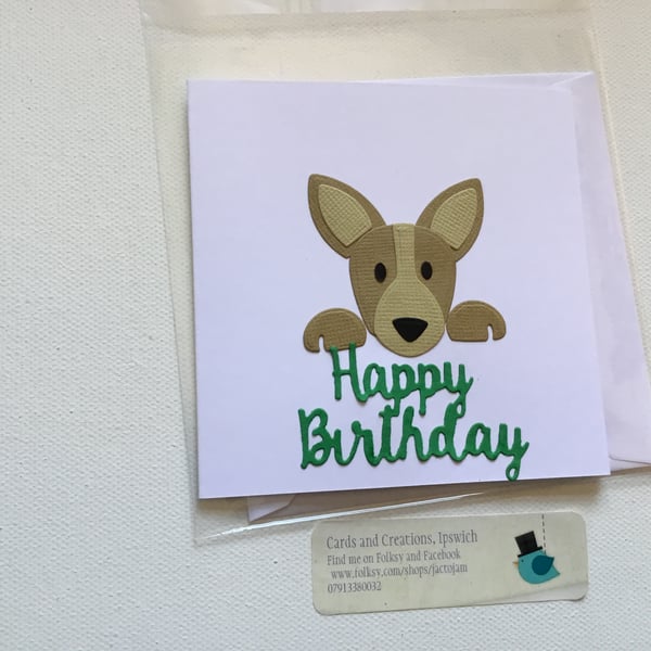 Handmade Birthday card. A small dog card. Handmade card.  CC380. 