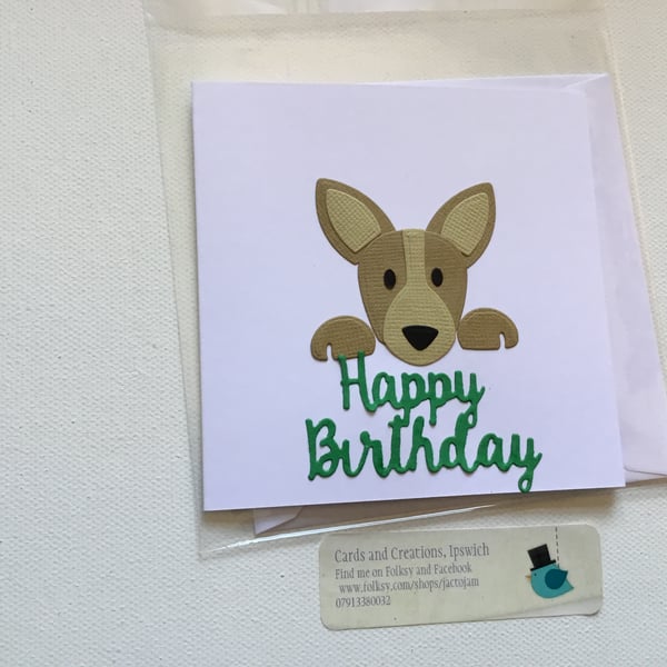Birthday card. Handmade card.  Dog. Ref 330
