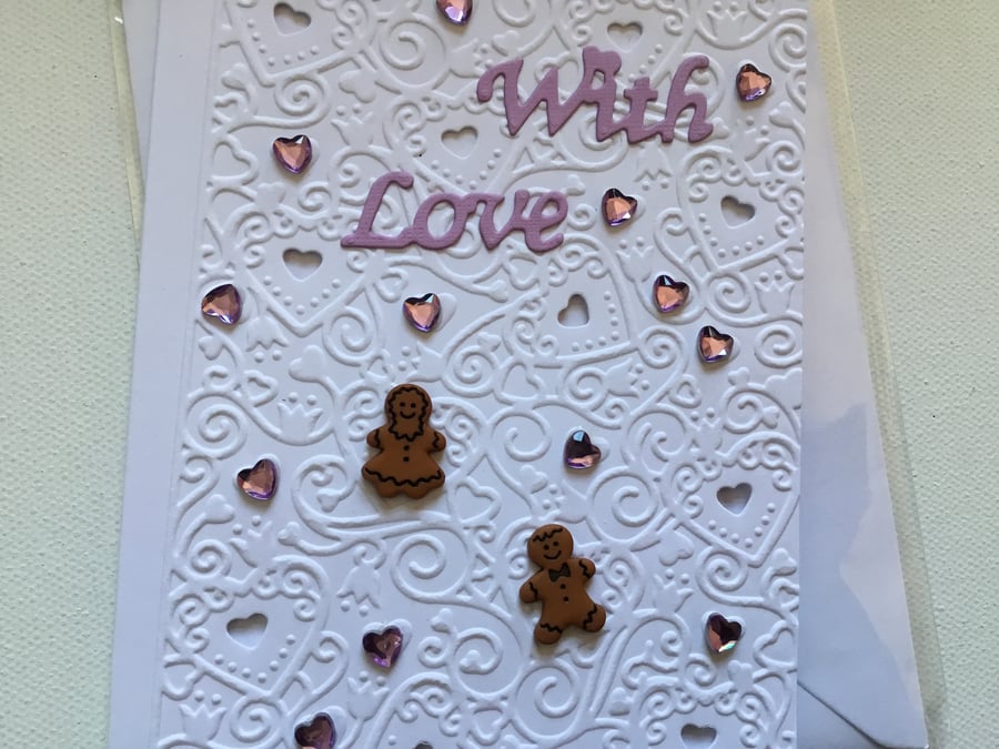  Wedding card. Gingerbread card. With love card. Engagement card.  CC234. 