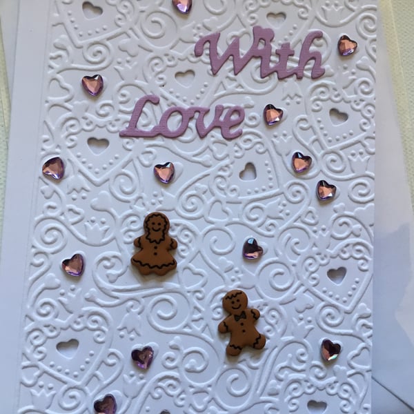  Wedding card. Gingerbread card. With love card. Engagement card.  CC234. 