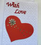'with love' card. Embossed card. Valentine card. Ref 201.  - Image 1