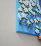 Original Blue Floral Acrylic Painting on Canvas, White Blossoms, 30 x 40 cm - Image 5