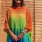 Handmade Lightweight Rainbow Crochet Poncho