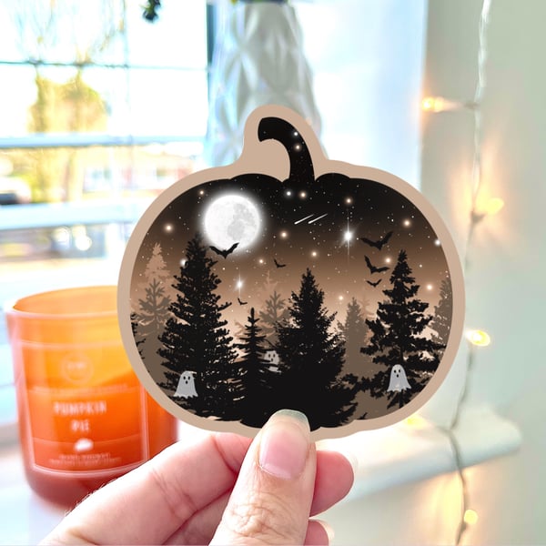 Spooky Pumpkin Halloween Sticker. Vinyl Spooky Sticker.