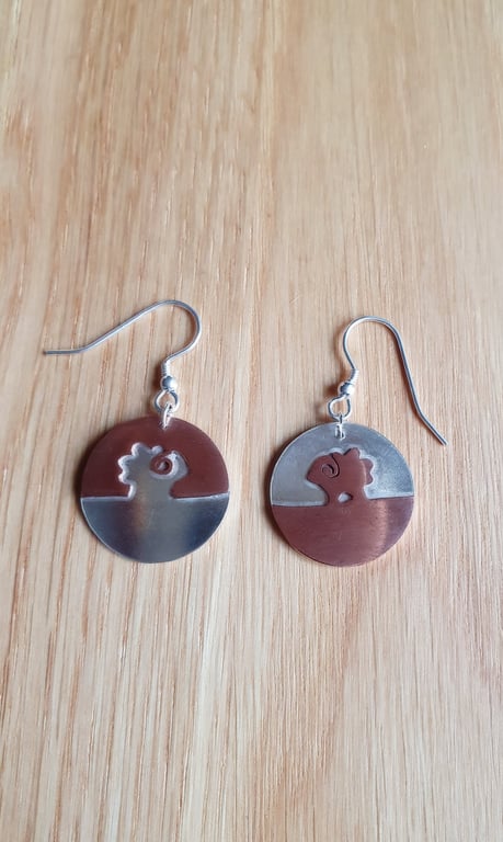 Sterling silver and copper Sheep earrings