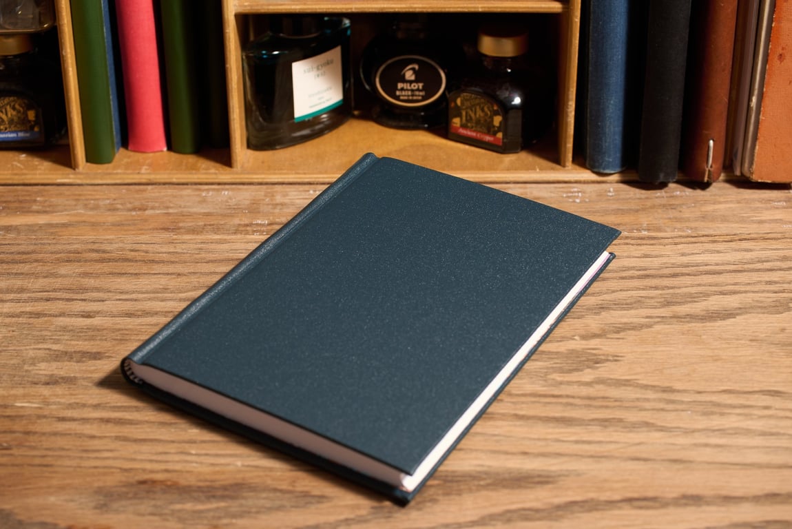 Hand bound A5 Journal or Notebook (Blue). Trimmed edges, lined pages.