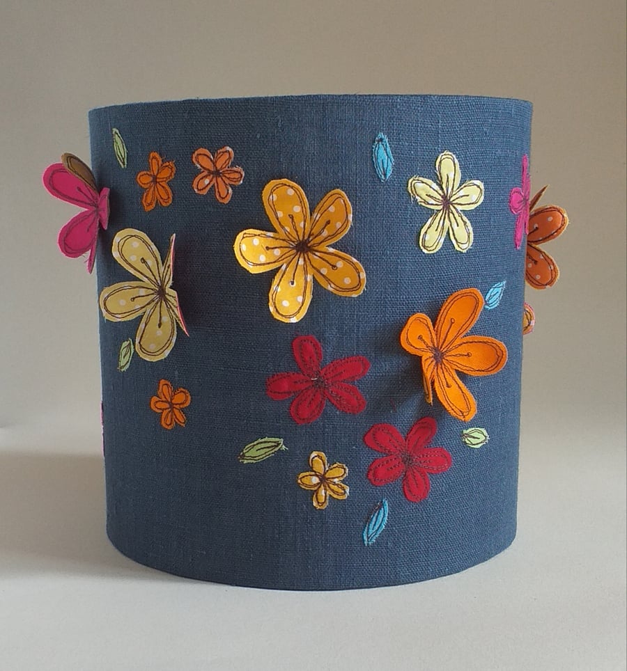 Handmade Lampshade with 3D Embroidered Flowers