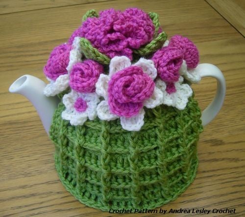 Pattern for Crochet Flower Basket Tea Cosy (PDF file)