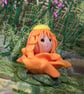 Tiny Blossom Gnome 'Marigold' flower tableau OOAK Sculpt by Ann Galvin - Image 2