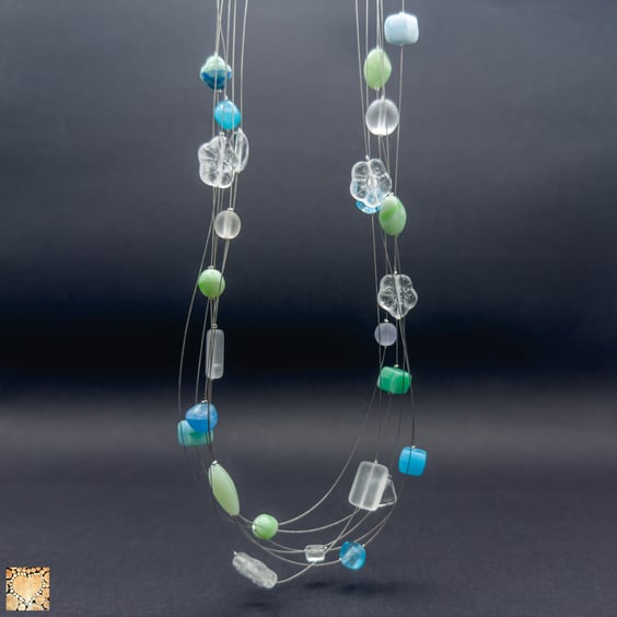 Multi-strand Glass Bead Floating Necklace