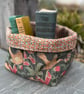 Large woodland animals tapestry and woven fabric reversible storage basket