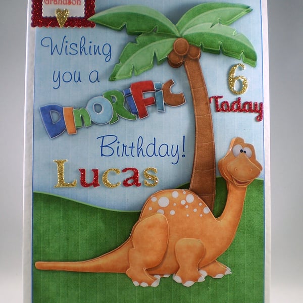Handmade Personalised 3D  Dinosaur Birthday Card, Personalised,Grandson
