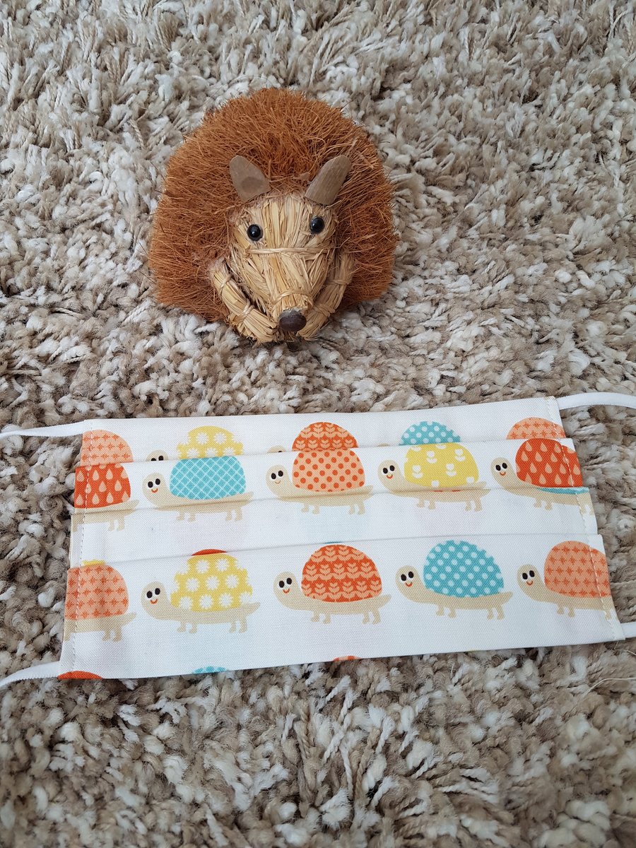 Small Adult or Teenager face covering – Smiling Tortoise print