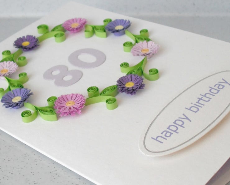 Quilling 80th birthday card - Folksy