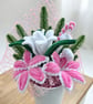 Pink & White Christmas Everlasting Flower Arrangement – Handmade