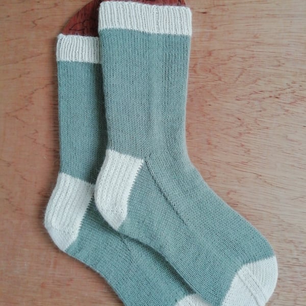 Socks, hand knitted, Medium, adult size 5-6 - Alpaca Wool blend