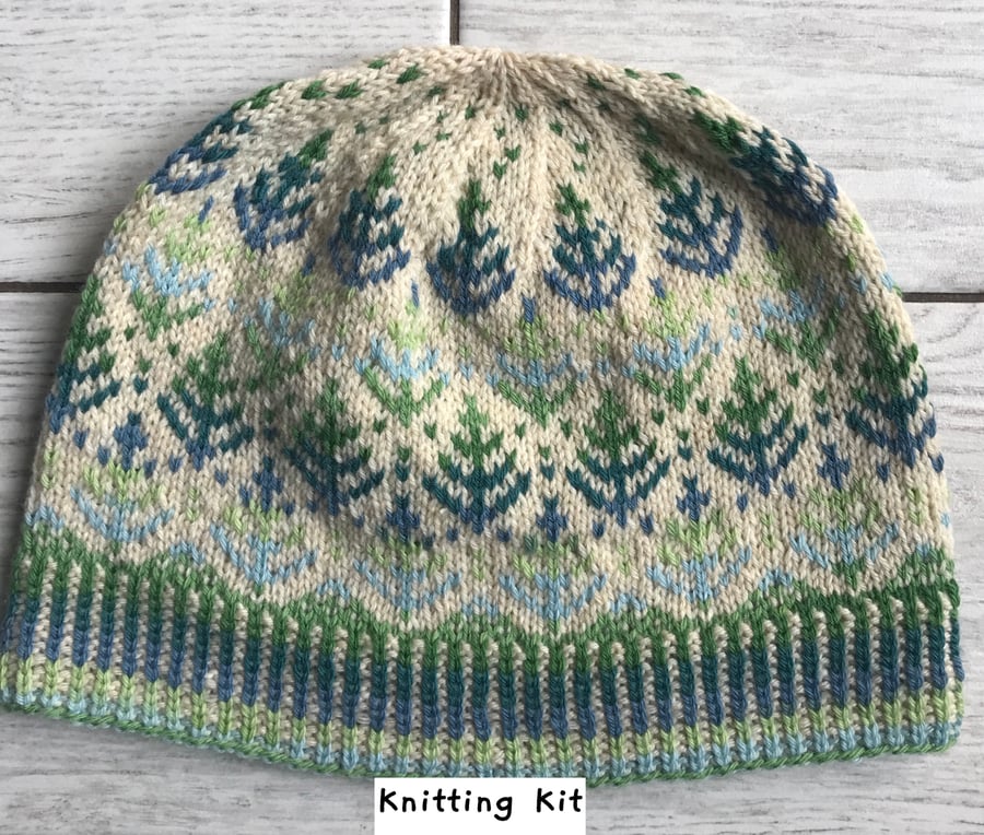 Forest Fir Tree Hat Knitting Kit - in 4ply yarn - with or without needles