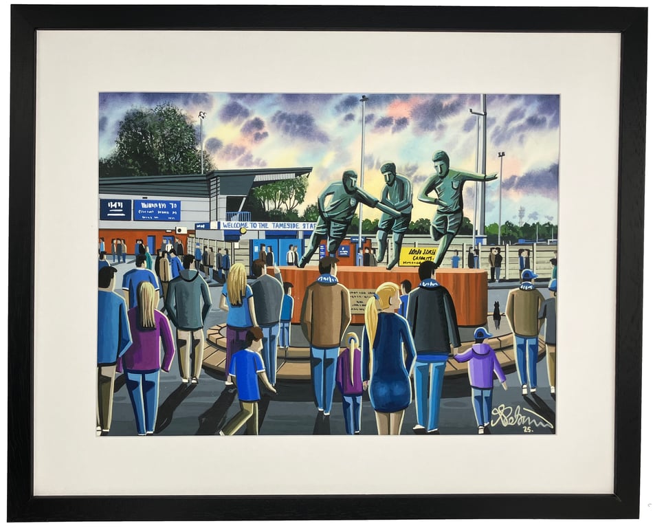 Curzon Ash, Framed Tameside Football Stadium Art Print 20" x 16" Frame Size
