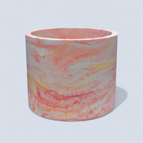Large Plant Pot - Sunrise Marbled Red Orange and Yellow Pot Holder 