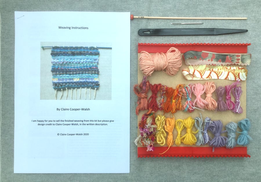 Sunset Skies weaving kit with loom, yarn, needles and instructions