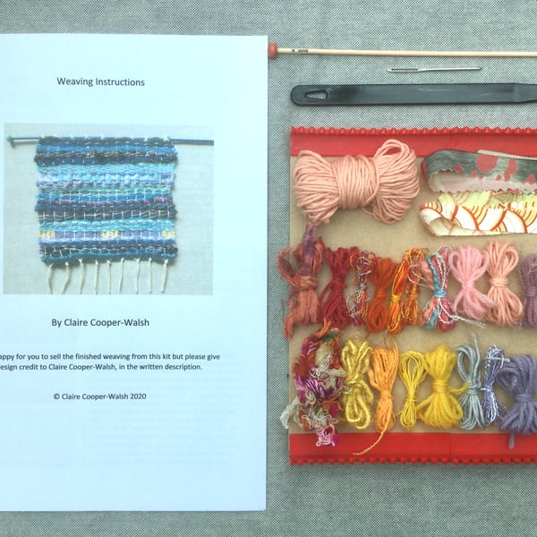 Sunset Skies weaving kit with loom, yarn, needles and instructions